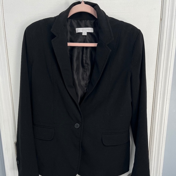 NY&co. Stretch blazer black Size 12 button small shoulder pads - Picture 1 of 12